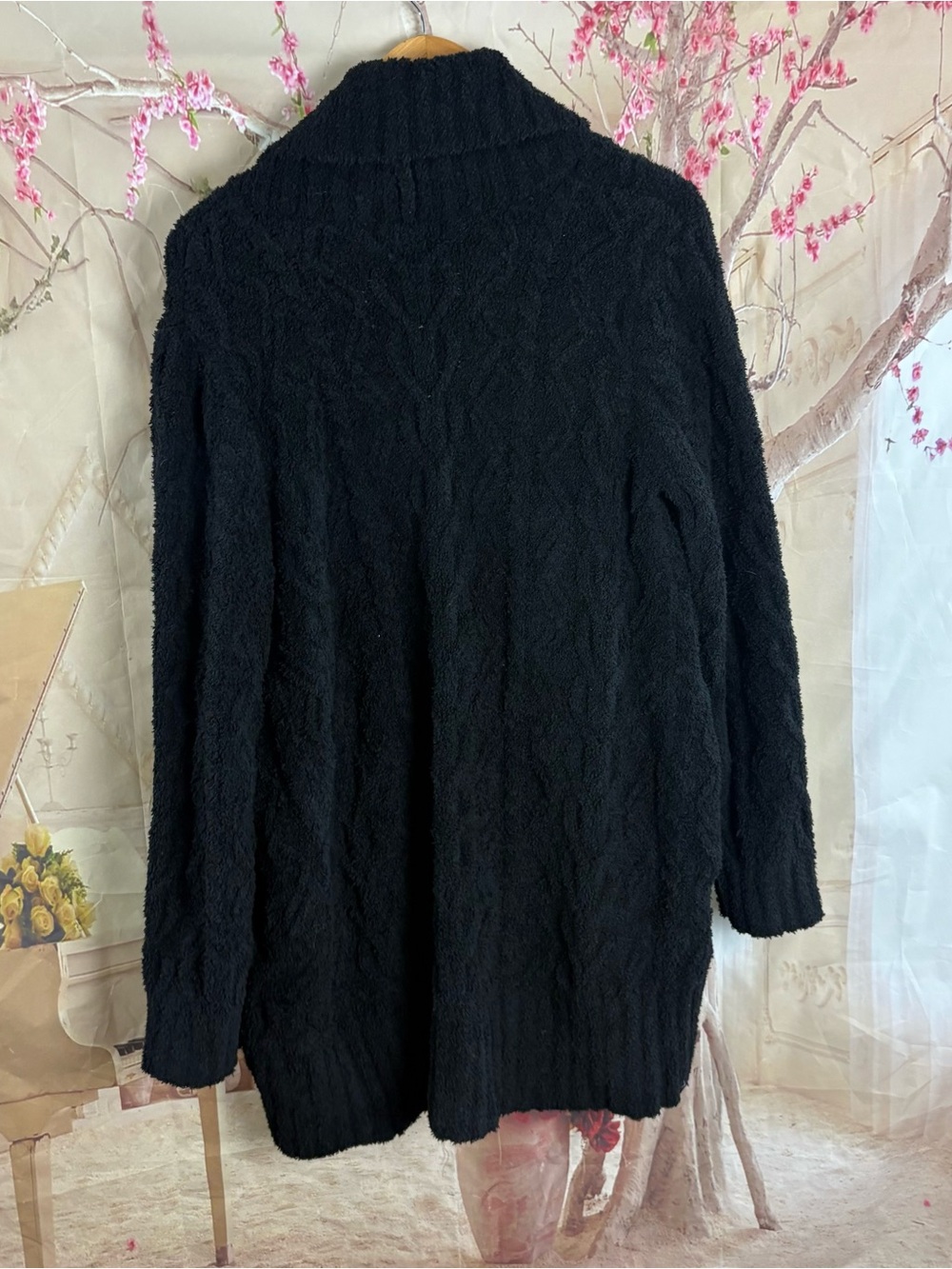 NEW Barefoot Dreams Cozy Open-Front Black Women's Cardigan Sweater - Picture 5 of 9